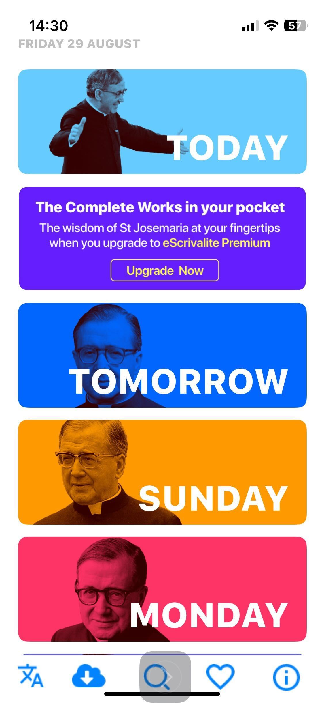 eScrivalite app daily cards